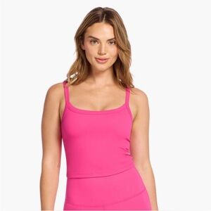 Nuuds Hot Pink Cropped Tank Top Womens M Athletic Activewear Built in Bra